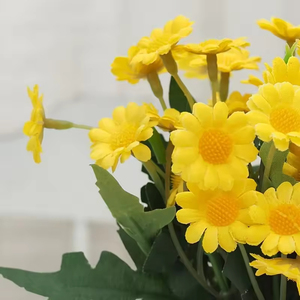 Mini Chrysanthemum Daisy Simulation Plant Geometric Ceramic Potted Set Fake Flower <b>Ornament</b> for Hotel Living Room Thanksgiving - Product Image 5