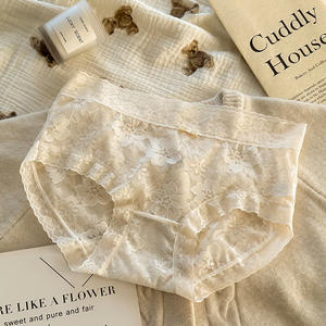 Summer Solid Knitted Mid-Rise Hipster <b>Lace</b> Panties Women Everyday Soft <b>Elastic</b> Antibacterial Cotton Comfortable New Sexy - Product Image 2