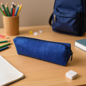 MNJ Pencil Case 25515 Blue Fabric Zipper Closure 12Pcs Pack School Stationery Storage Bag - Product Image 2