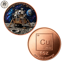 Pièce de monnaie en cuivre rouge en gros, 1 once, .999 Cuivre fin, Pièce de défi Apollo Moon Lander pour collection ou cadeau