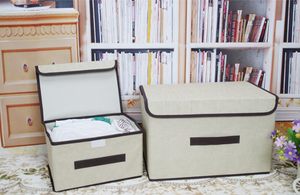 Boîte de rangement multifonctionnelle en tissu non tissé, style rétro nordique simple, écologique, pliable, gain de place, forme carrée - Product Image 6