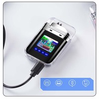 Vente en gros Mini briquet électrique à plasma à double arc rechargeable par USB avec étui en plastique transparent