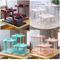 Boîte cadeau en plastique transparent de haute qualité, boîte à gâteau transparente en PET pour mariage, anniversaire et présentation de cadeaux