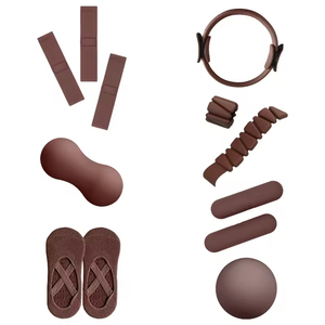 Ensemble d'équipements de <span class=keywords><strong>Pilates</strong></span> : Anneau de <span class=keywords><strong>Pilates</strong></span>, Bande de résistance extensible marron chocolat personnalisée, Cercle magique de <span class=keywords><strong>Pilates</strong></span>, Chaussettes de yoga, <span class=keywords><strong>Gym</strong></span> - Product Image 1