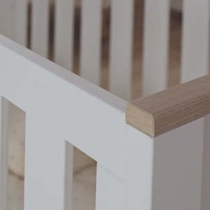White Wooden 3 in 1 Multifunctional Baby Crib <strong>Bed</strong> Changing Table Set for Newborn Girl - Wardrobe Included Kid Bedroom Furniture - Product Image 3