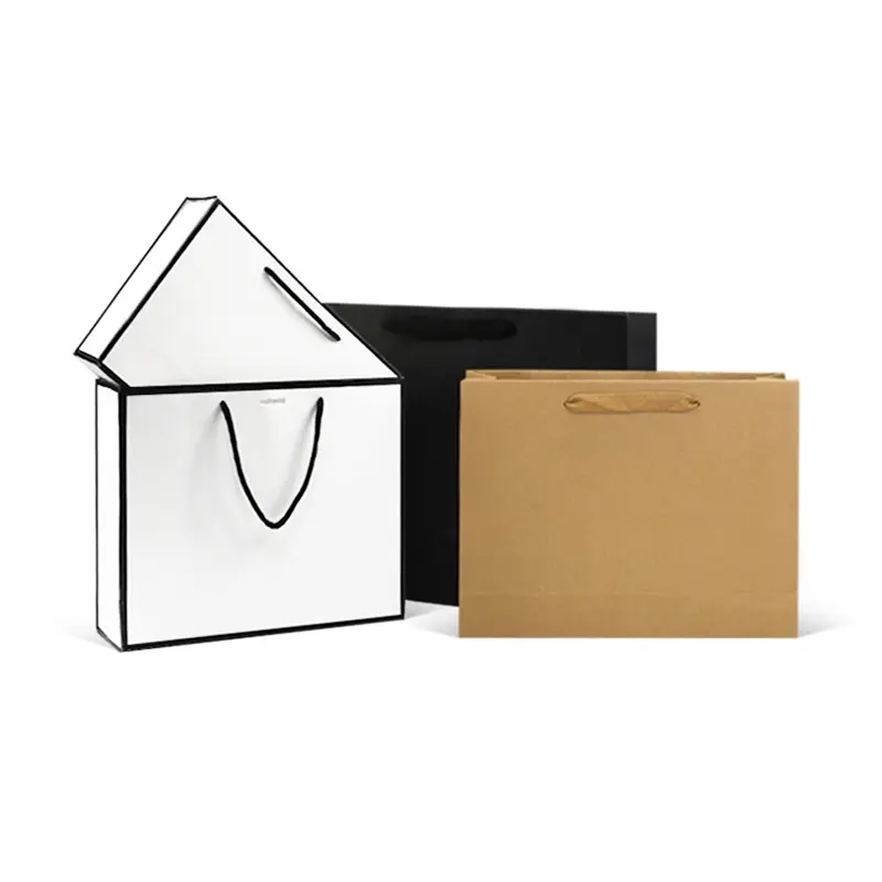 High quality Customised Paper Bags luxury gift kraft paper bag Shopping With Ribbon Paper Bag