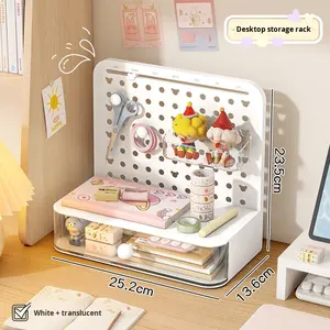 Organisateur de bureau en <span class=keywords><strong>plastique</strong></span> à plusieurs niveaux avec tiroirs et panneaux perforés, idéal pour dortoir, chambre et salon - Product Image 6