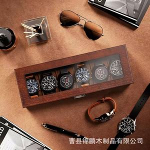 Wooden <b>Watch</b> Box With Glass Lid Dustproof Rectangle Storage <b>Case</b> For <b>Watch</b> Display Packaging - Product Image 3