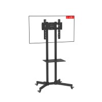 Carrito de TV Móvil Portátil con Soporte Giratorio de Movimiento Completo y Ruedas, Elevador Giratorio para Pantallas de 32''-63'' LCD y Plasma