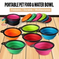 Bol pliable pour chien, bol portable pliable pour nourriture et eau pour animaux de compagnie, bol de voyage en TPR avec mousqueton en option pour chiens et chats