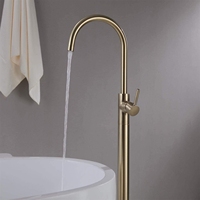 Robinet colonne sur pied pour lavabo et baignoire, tout en cuivre, finition or brossé, avec cartouche céramique, eau chaude et froide, pour hôtel
