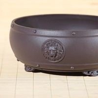 Dia.12cm H.6cm Plastique Chinois Classique Tambour Forme Rond Bonsaï Pot pour Bonsaï