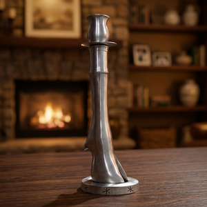 Porte-bougie en laiton antique avec base en forme de sabot de vache, design en relief, de haute qualité, durable, décoration de table pour mariage, hauteur 30 cm - Product Image 3