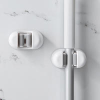 Balai suspendu multifonctionnel pour salle de bain et pince à serpillière sans perçage Support de rangement classique en plastique blanc