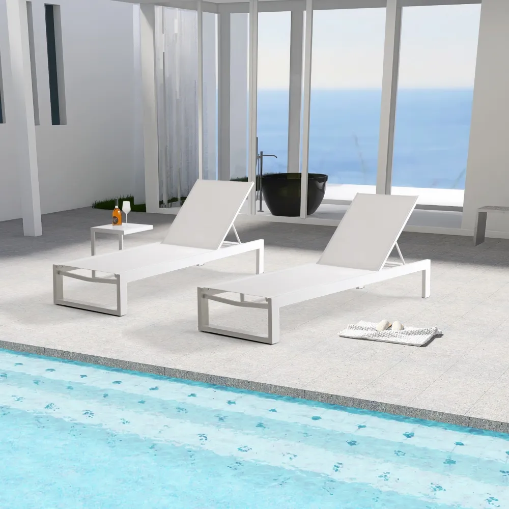 Texilene mesh alüminyum güneş salonu dış mekan mobilyası yüzme havuzu yüksek kalite salon sandalyeleri restoran şezlong