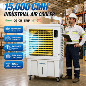 Refroidisseur d'air évaporatif mobile 1500m3/h, climatiseur électrique, refroidisseur d'air désertique 4 en 1, refroidisseur d'air évaporatif sur pied - Product Image 1