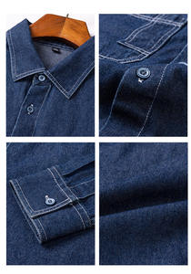 Camicie in Denim traspirante di alta qualità vestito da <span class=keywords><strong>uomo</strong></span> <span class=keywords><strong>Oversize</strong></span> accetta Logo di personalizzazione - Product Image 5