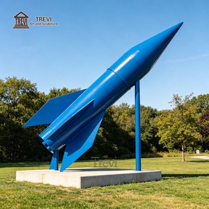 Sculpture <span class=keywords><strong>de</strong></span> fusée TREVI en acier inoxydable avec grand miroir |   Statue moderne en métal pour l'extérieur, idéale pour les places et les lieux culturels publics - Product Image 4