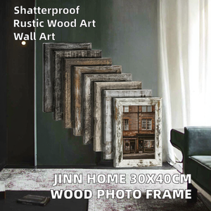 Jinn Home 30x40CM Eco-Friendly Rustic Wood Wall Photo <b>Frame</b> <b>with</b> UV <b>Printing</b> and Mat Decoration - Product Image 2