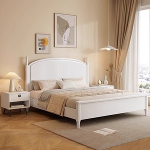 <span class=keywords><strong>Letto</strong></span> in Legno Massello Stile Vintage <span class=keywords><strong>Francese</strong></span> Mid-century con Design Semicircolare, <span class=keywords><strong>Letto</strong></span> con Contenitore Stile Americano per Camera da <span class=keywords><strong>Letto</strong></span> Principale - Product Image 4