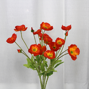 Fleur artificielle de pavot en soie pour décoration intérieure, bouquet frais et simple, décoration d'allée de mariage, arrangement floral semi-manuel - Product Image 1
