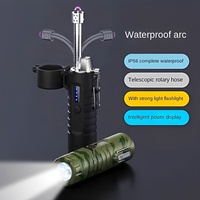 Briquet électrique à arc plasma rechargeable USB avec logo personnalisé, étanche, coupe-vent, lampe torche LED, col flexible, pour barbecue, cuisine, cadeau