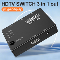 Conmutador HDTV de 1080P Conmutador HDTV de salida 3 en 1 con divisores y convertidores de video de control remoto IR