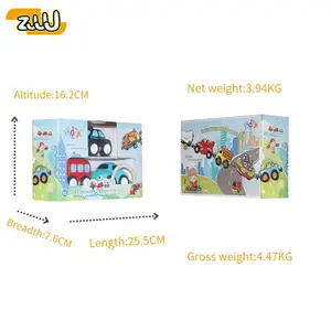 Zhansheng personalizado ecológico Abs a granel conectable extraíble 3 uds autobús de dibujos animados pequeño coche de juguete magnético para niños