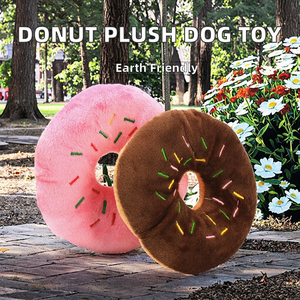 Donut Plush Dog Chew Toy Soft Interactive Puppy Bite Resistant Squeaky Pet Training Toy Durable Pet Supplies - Product Image 2