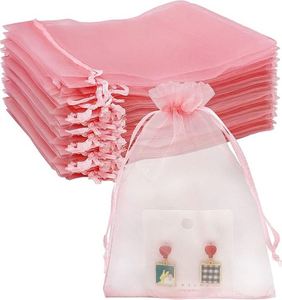 Promotional <b>Gift</b> 100pcs Organza Bags Mixed Color Drawstring Mesh Jewelry Pouches Sheer Mesh <b>Wrap</b> for Trade Show Sample Display - Product Image 1