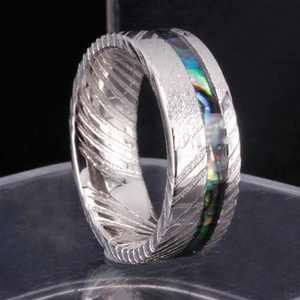 Anello da Uomo in Meteorite, Anello Damascato Blu, Finitura Opaca di Lusso, Gioielleria all'Ingrosso SZ CHENG JEWELERS - Product Image 2