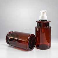 Bouteille Pompe en PET Ambré Personnalisée avec Logo, 500ml, Vide, pour Shampoing, Après-Shampoing, Gel Douche, OEM ODM Marque Privée, Vente en Gros