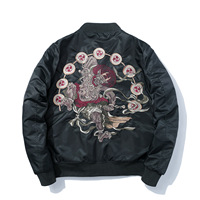 Herren Vintage Oversized Varsity-Jacke mit Ethnischer Stickerei im Traditionellen Chinesischen Stil, Locker Geschnitten, Lässige Streetwear-Oberbekleidung