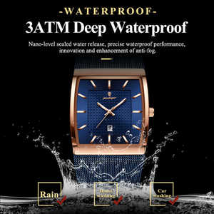 POEDAGAR 885 esfera cuadrada diseño único moda relojes de cuarzo de lujo <span class=keywords><strong>Reloj</strong></span> hombres luminoso impermeable malla <span class=keywords><strong>Reloj</strong></span> de acero inoxidable - Product Image 4