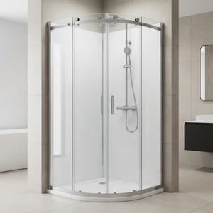 Cabine <span class=keywords><strong>de</strong></span> <span class=keywords><strong>douche</strong></span> complète Premium 90x90 avec parois arrière en verre blanc opaque et cadre chromé pour projet UE - Product Image 1