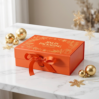 Boîte cadeau rigide magnétique pliable personnalisée avec fermeture à ruban, boîte en papier magnétique pliable en une seule pièce pour cadeaux de luxe