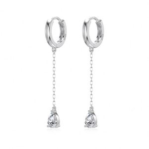Dylam Hypoallergenic 925 <b>Silver</b> Dangle 5A CZ Zirconia <b>Hoop</b> Earrings for Women Teen Girls Minimalist Tassel Earrings Fine Jewelry - Product Image 1