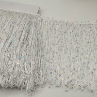 Brillant 20cm Nylon Gland Sequin Chainette Franges Lacets Garniture pour Robe De Danse Crypté Épaissi