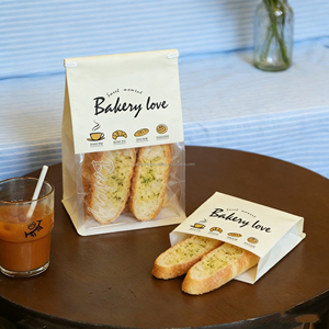 Sacs en papier kraft biodégradables personnalisés pour emporter des aliments, du pain, avec poignées - Product Image 5