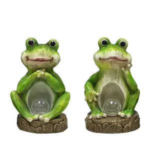 Redeco Mgo Frog Garden Sculpture Outdoor Solar Lights