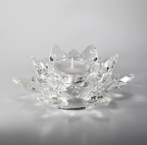 Прозрачное стекло кристалл цветок лотоса свечи держатель MH-Z0258 - Product Image 2