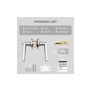 Set di 10 Maniglie per Porte con Serratura in Lega di Zinco, Finitura Nichel Spazzolato, per Camere da Letto e Bagni, Reversibili - Product Image 4