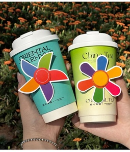 Etpack 4oz 8oz 12oz 16oz 20oz Takeaway đầy màu sắc đôi tường Cốc giấy tùy chỉnh in dùng một lần cà phê Espresso cốc giấy - Product Image 6