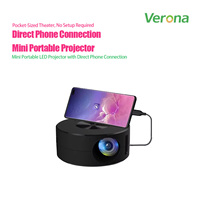 Mini-projecteur portable Plug-and-Play avec haut-parleurs intégrés, mise en miroir du téléphone par câble, alimenté par batterie, compact 1080P pour