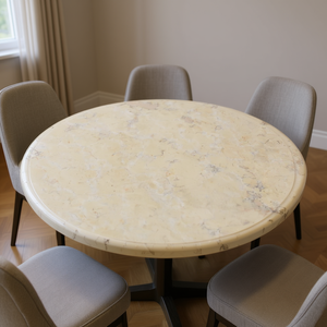 Piano Tavolo Rotondo in Marmo Crema, Design Elegante e Durevole per Arredamento Sala da Pranzo - Product Image 2