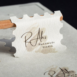 Étiquette en papier texturé mat de forme personnalisée, autocollante, avec logo personnalisé, découpe à <span class=keywords><strong>la</strong></span> forme, autocollant estampé - Product Image 1