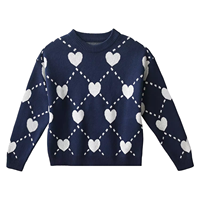 Pulls pour filles en coton 100% personnalisables, mignons, de nouvelle conception hivernale, avec un motif jacquard, col rond, tricotés, décontractés, pour enfants
