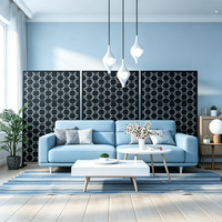 Panneau de clôture composite WPC translucide découpé au laser, style Art déco géométrique moderne, 6 pieds, avec cadre extérieur thermolaqué, écran écologique