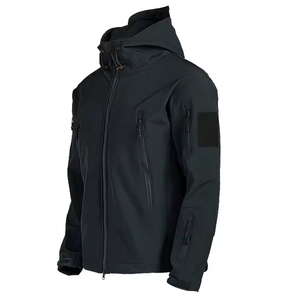 Veste imperméable coupe-vent à capuche pour homme grande taille avec fermeture éclair, vêtements de sport pour la randonnée en plein air, logo personnalisé sur le devant - Product Image 2