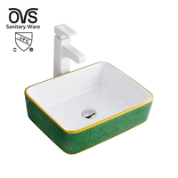 Lavabos de salle de bain modernes blancs de haute qualité OVS CUPC Amérique du Nord avec des motifs artistiques faits à la main